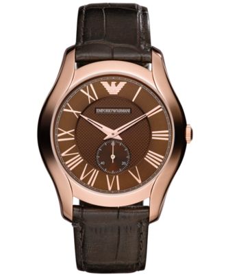 Emporio Armani Watch, Men's Dark Brown Croco Leather Strap 43mm AR1705 ...