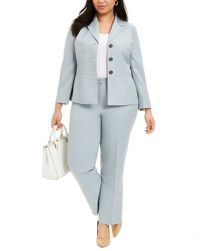 Le Suit Plus Size Melange Pantsuit & Reviews - Wear to Work - Plus ...