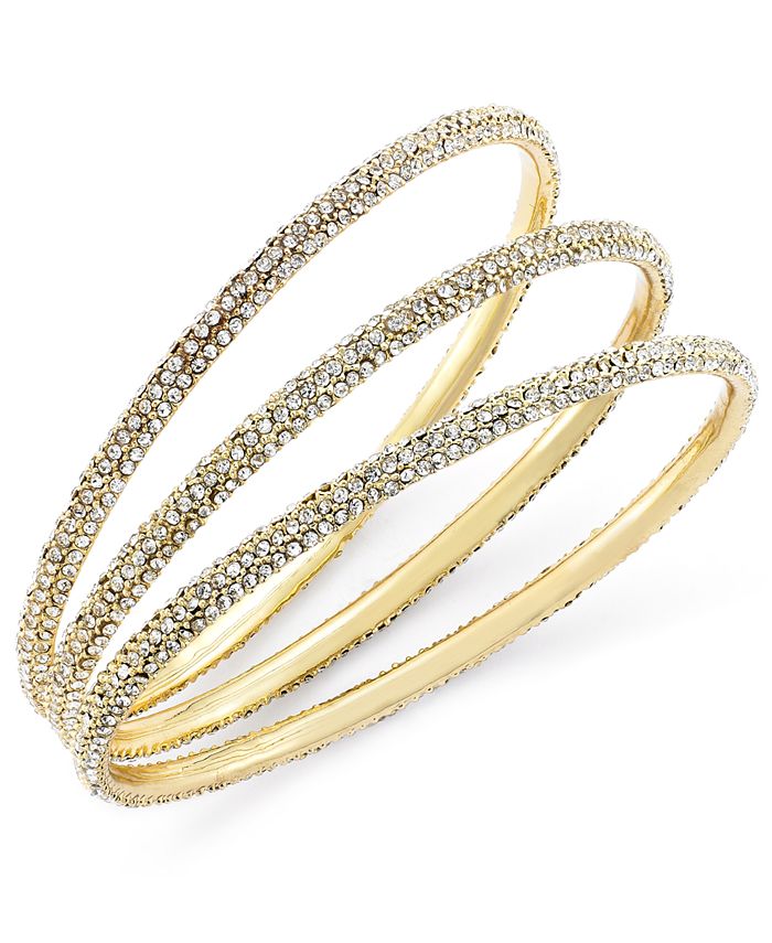 ABS by Allen Schwartz Bracelet Set, GoldTone Pave Bangle Bracelets Macy's