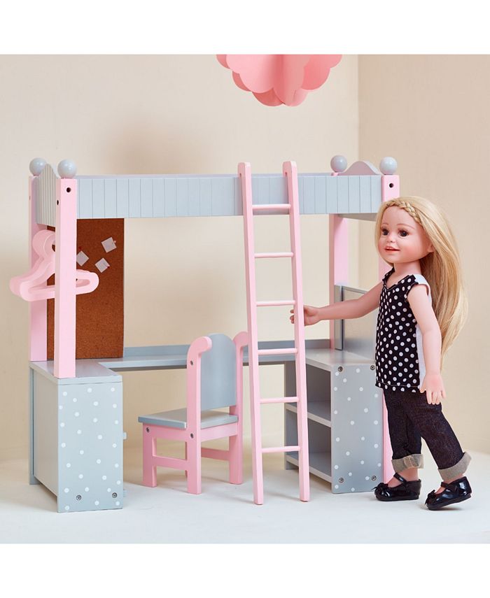 Olivia's Little World Polka Dots Princess College Dorm Double Bunk Desk