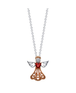 image of Gratitude & Grace Rose Gold Two-Tone Cubic Zirconia Angel Pendant Necklace