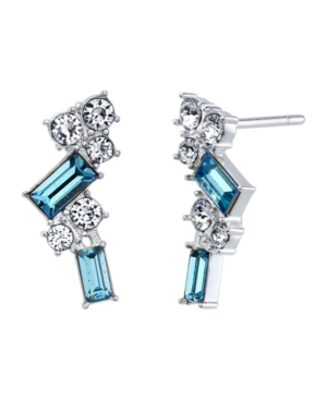 image of David Tutera Fine Silver Plated Aqua and Clear Swarovski Crystal Post Stud Earrings by David Tutera Everyday Celebrations