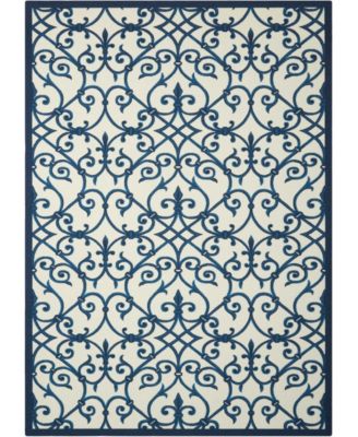 Backyard BAC093 Blue 4'4" x 6'3" Area Rug
