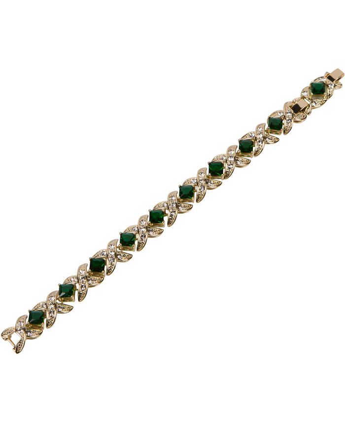Grace Kelly Collection 18k Gold Plated Emerald Kisses Bracelet - Macy's