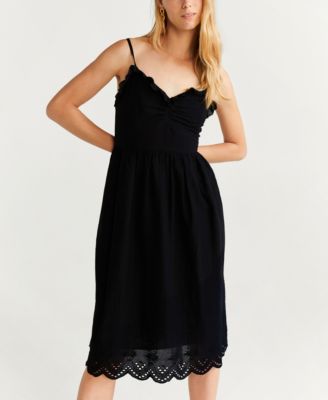 mango embroidered cotton dress KAREN MILLEN BLACK & SILVER EMBROIDERED SLEEVELESS FIT & FLARE DRESS S –  Whispers Dress Agency main image 0
