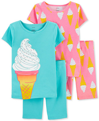 New Carter's 4-Piece Ice Cream Cones Pajama Set Toddler Girls 3 4 5 