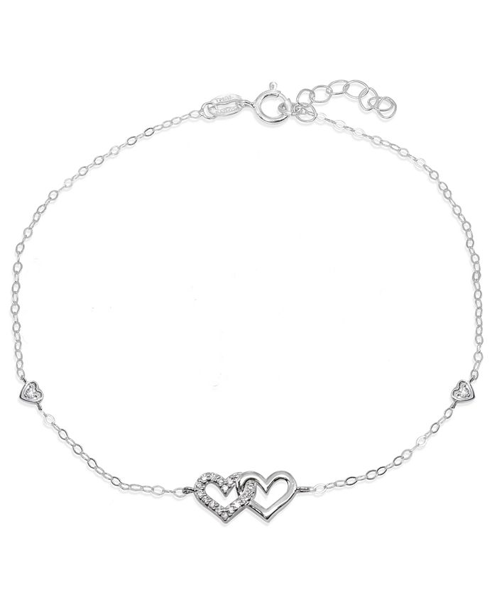 Giani Bernini Cubic Zirconia Pavé Interlocking Hearts Ankle Bracelet in ...