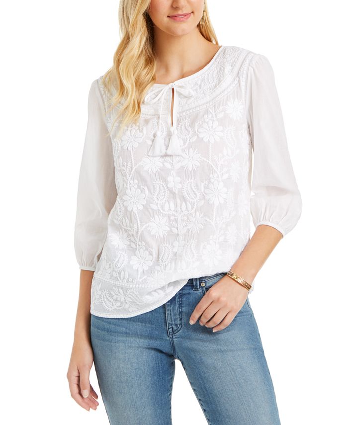 Style & Co Cotton Peasant Blouse, Created for Macy's - Macy's