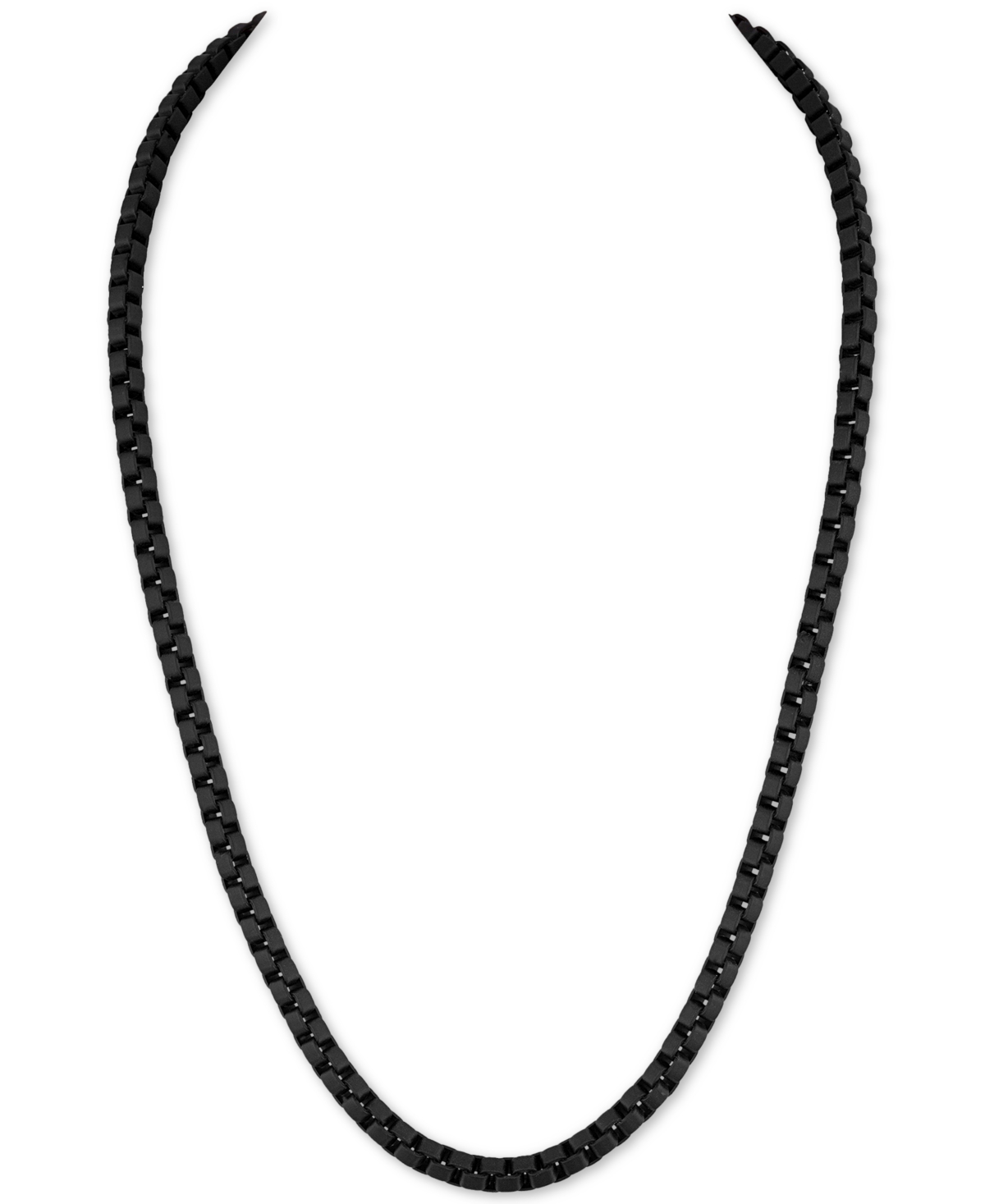 Men's Box Link 22" Chain Necklace in Black Enamel over Stainless Steel (Also in Red & Blue Enamel), Created for Macy's - Black