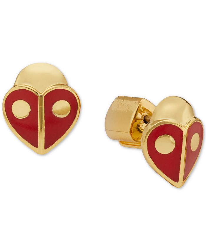kate spade new york Gold-Tone Red Heart Ladybug Stud Earrings & Reviews -  Earrings - Jewelry & Watches - Macy's
