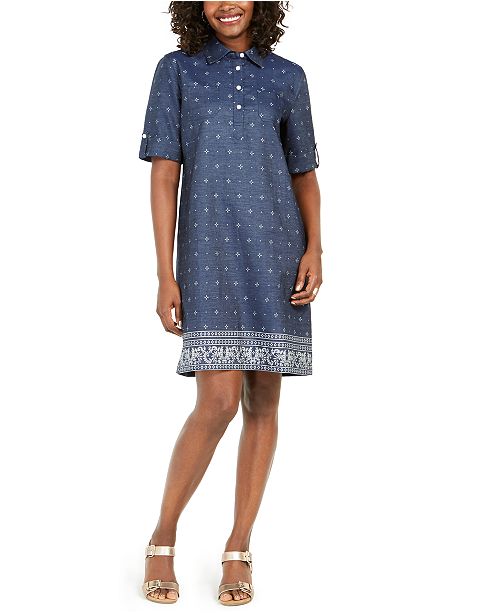 Karen Scott Plus Size Cotton Chambray Dress Created For Macy S