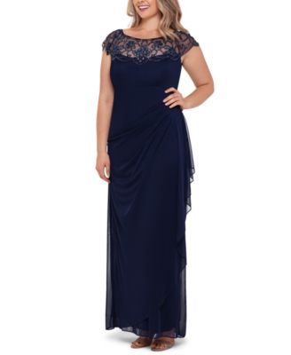 xscape plus size embellished illusion gown