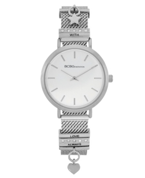 image of BCBGeneration Ladies 2 Hands Slim Silver-Tone Mesh Watch, 34 mm Case