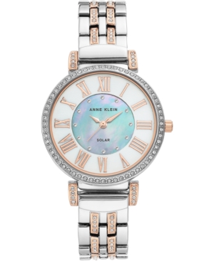 image of Anne Klein Women-s Considered Solar-Powered Two-Tone Bracelet Watch 34mm
