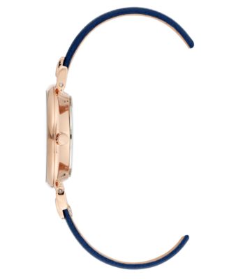 Women's Navy Blue Leather Strap Watch 30mm