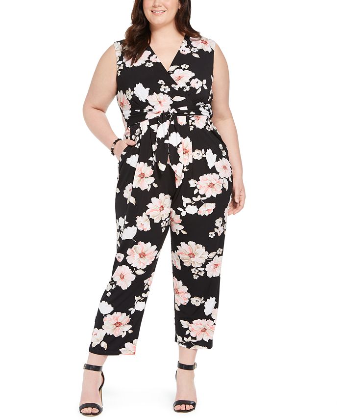 Jessica Howard Plus Size Floral Jersey Jumpsuit & Reviews - Dresses ...