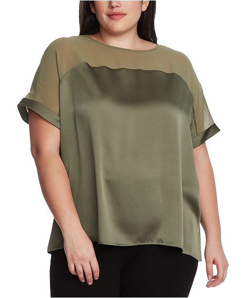 Vince Camuto Plus Size Chiffon Yoke Top Reviews Tops Women