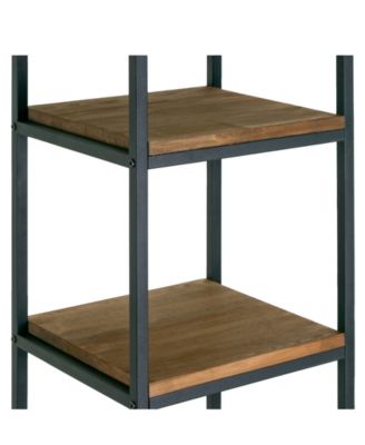 Ailis 57" Pine Wood Metal Frame Etagere Bookcase Shelf Media Center