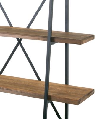 Ailis 71.5" Leaning Etagere Pine Wood Metal Frame Bookcase Five-Shelf Media Tower