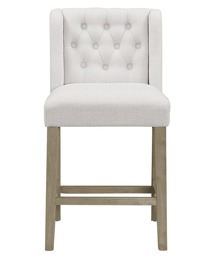 Glamour Home Set of 2 Aled Fabric Counter Stool with Side Wings and