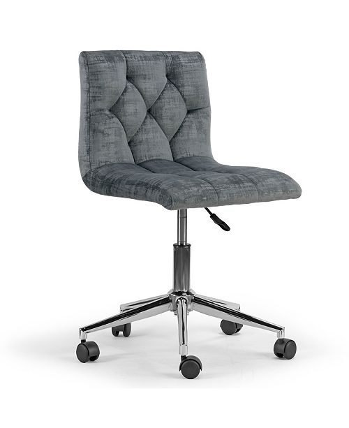 Glamour Home Amali Velvet Upholstered Adjustable Height Swivel Office Chair With Wheel Base Reviews Furniture Macy S