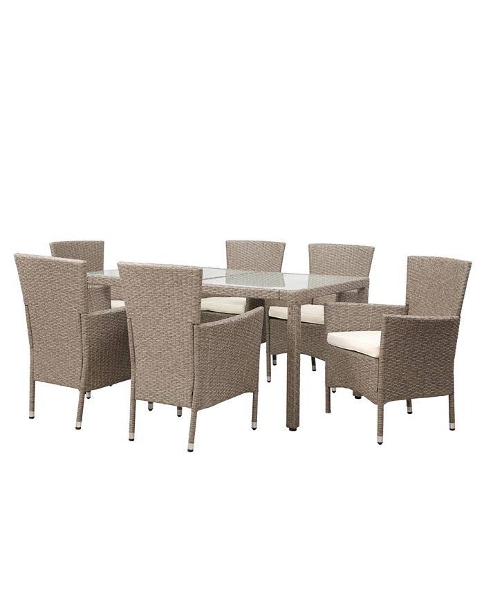 Harper & Bright Designs Outdoor 7Piece Patio Dining Set BeigeBrown Wicker Macy's
