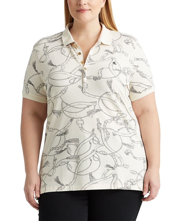 Lauren Ralph Lauren Plus-Size Athleisure-Inspired Polo Shirt & Reviews -  Tops - Plus Sizes - Macy's