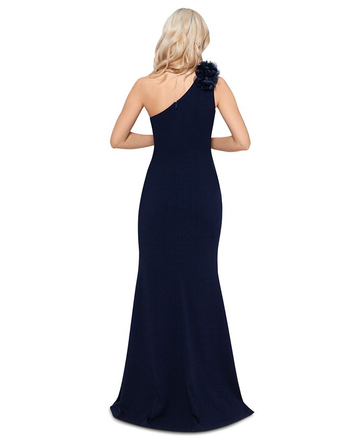 xscape floral tiered chiffon gown