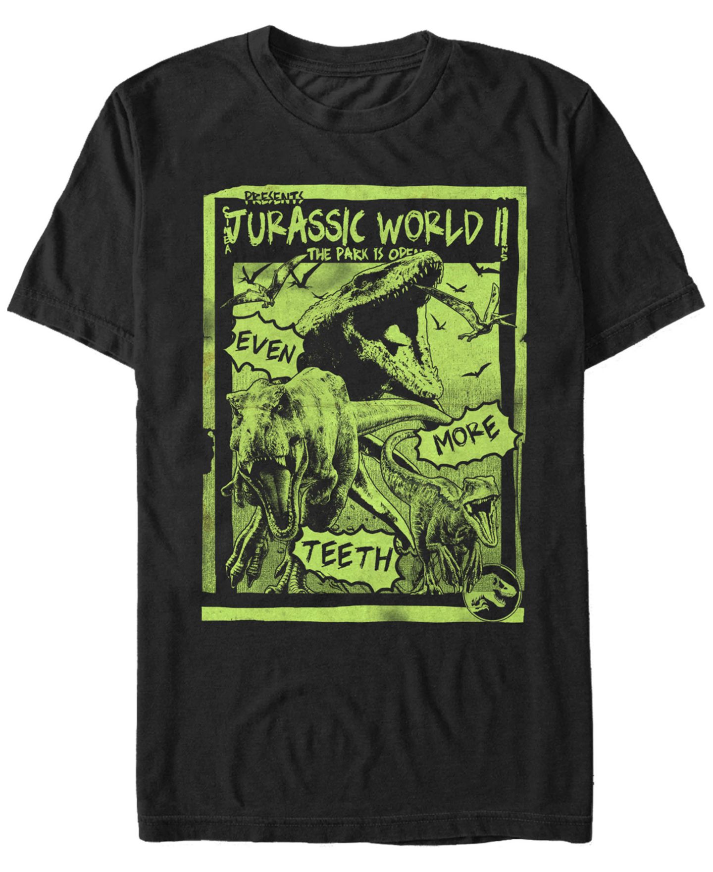 Мужская футболка Fifth Sun Jurassic World Fallen Kingdom T-Rex Neon Green Poster Short Sleeve, цвет: Чёрный — фото 1