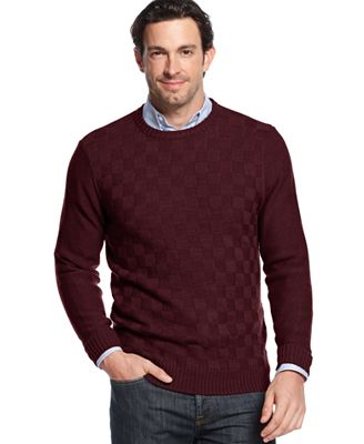 Geoffrey Beene Basketweave Crew Neck Sweater - Sweaters - Men - Macy's