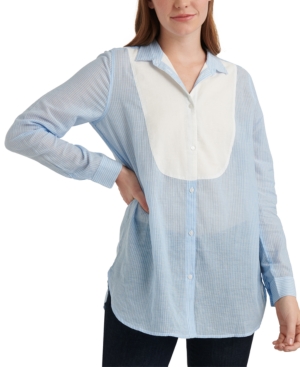 image of Lucky Brand Striped Tuxedo Tunic Top