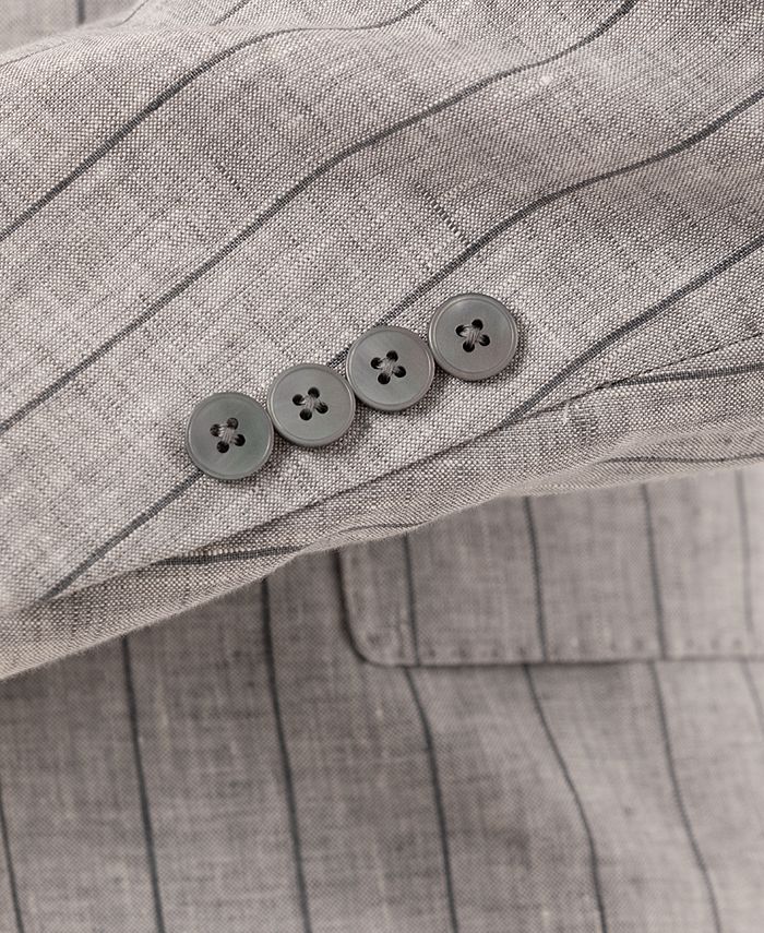 Tallia Men's Slim-Fit Wide Stripe Light Gray Linen Suit Separate Jacket ...