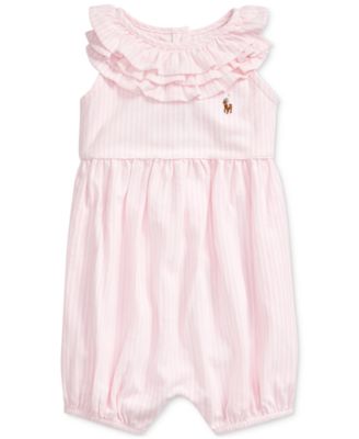 Polo Ralph Lauren - Baby Girls Ruffled Cotton Bubble Shortall