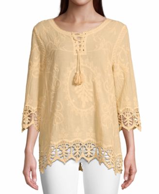 JPR - Embroidered Crochet-Lace Embroidered Top
