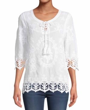 image of Jpr Embroidered Crochet-Lace Embroidered Top