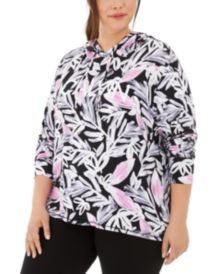 Plus Size Tropical-Print Logo Hoodie