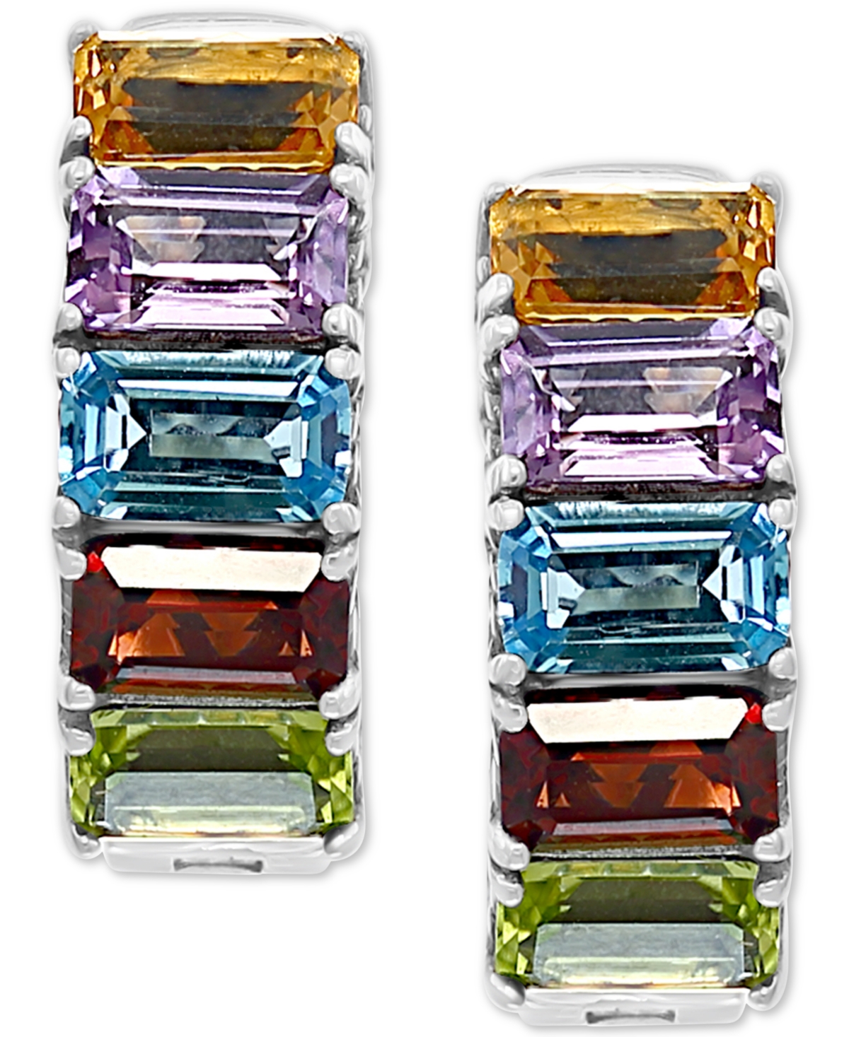 EffyGemstone Small Hoop Earrings (3 ct. t.w.) in Sterling Silver, - Multi