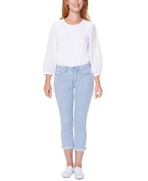 image of Nydj Chloe Railroad-Striped Tummy-Control Capri Jeans