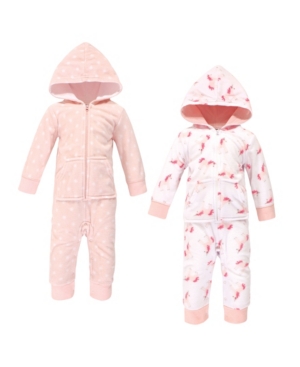 Hudson Baby Baby Girls Unicorn Fleece Jumpsuits Coveralls and Playsuits Pack of 2