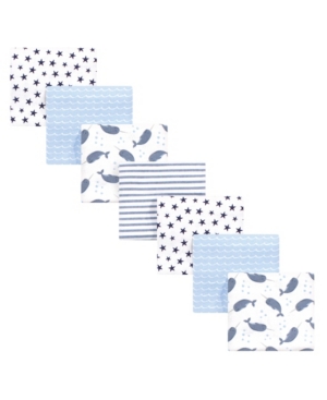 image of Hudson Baby Baby Boys Narwhal Flannel Receiving Blankets Bundle, Pack of 7