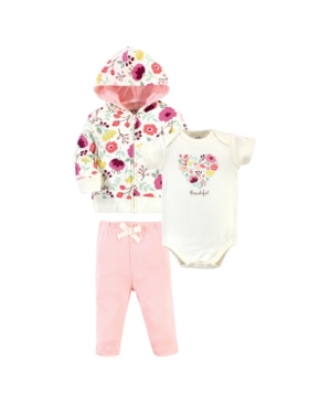 Touched by Nature Baby Girls Botanical Hoodie Bodysuit or Tee Top and Pant Pack of 3