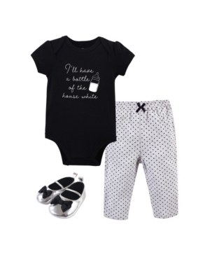 Little Treasure Baby Girls Bottle Bodysuit Pant and Shoe Set Pack of 3