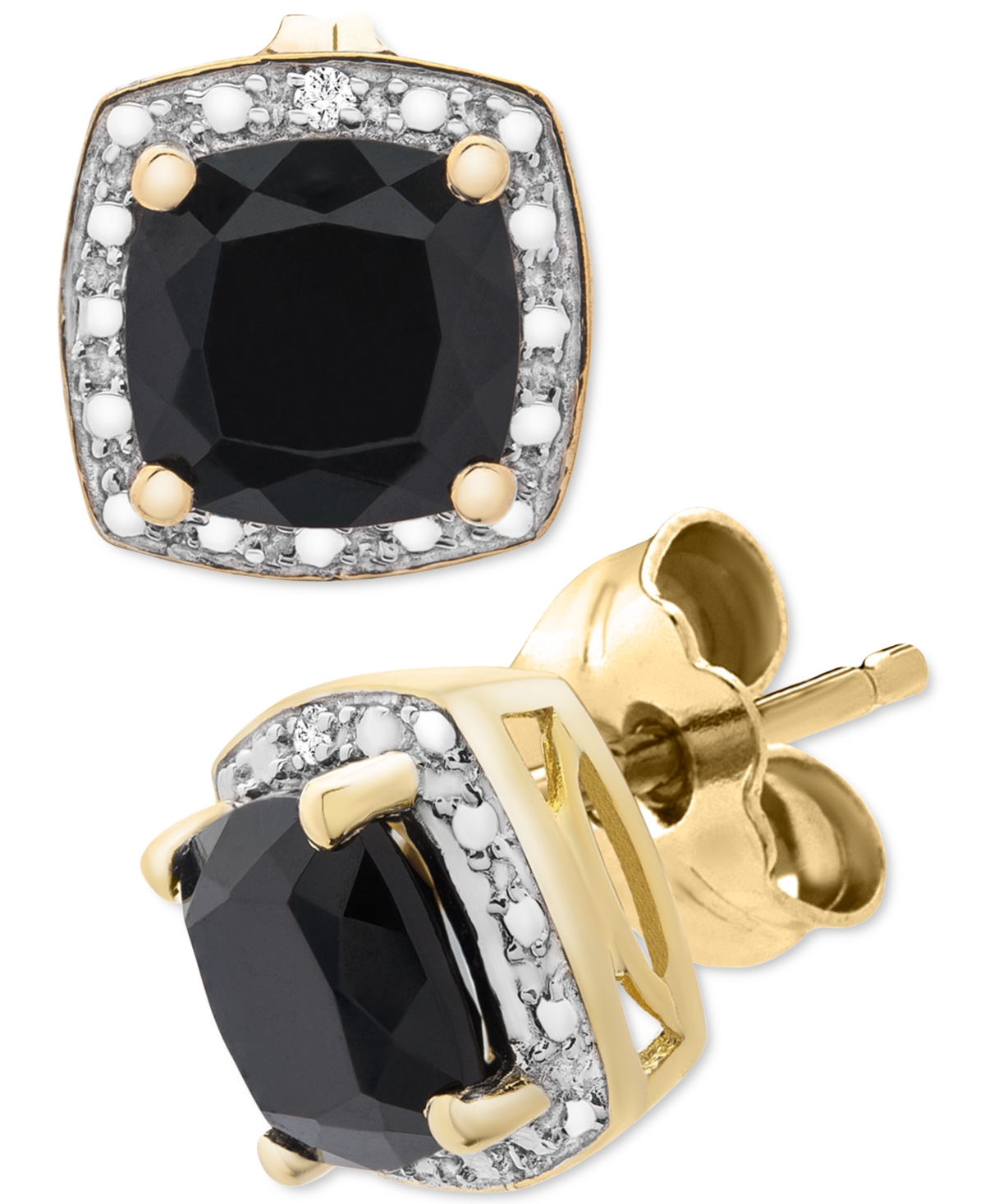 3-Pc. Set Onyx & Diamond Accent Pendant Necklace, Ring and Stud Earrings in 14k Gold-Plated Sterling Silver (Also Available in Sterling Silver) - Gold