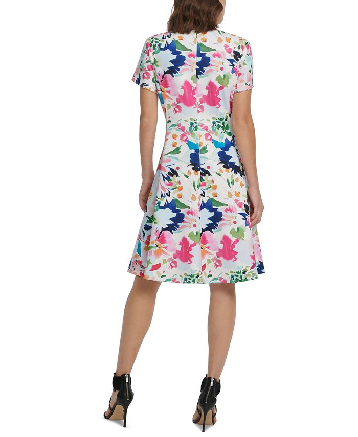DKNY Floral-Print Fit & Flare Dress - Macy's