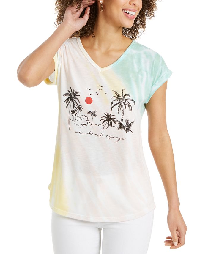 Style & Co Tie-Dyed Graphic T-Shirt, Created for Macy's - Macy's