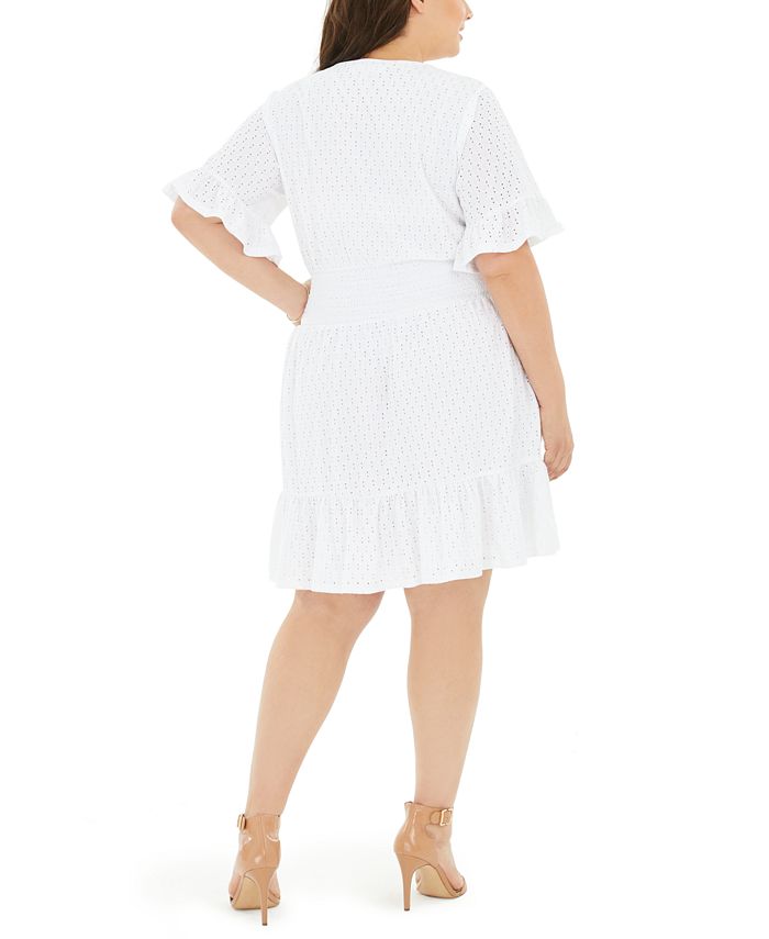 Michael Kors Plus Size Eyelet Smocked-Waist Dress - Macy's