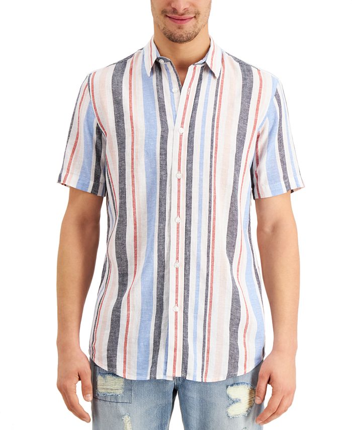 Sun + Stone Men's Vertical Stripe Shirt, Created for Macy's - Macy's
