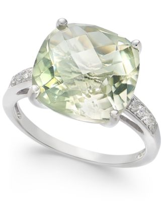 Macy's - Mint Quartz (6-1/4 ct. t.w.) & White Topaz (1/10 ct. t.w.) Statement Ring in Sterling Silver