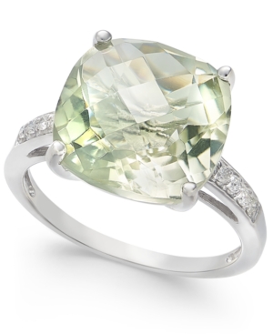 image of Mint Quartz (6-1/4 ct. t.w.) & White Topaz (1/10 ct. t.w.) Statement Ring in Sterling Silver