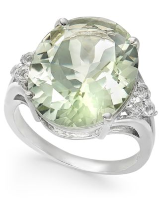 Macy's - Mint Quartz (9-1/4 ct. t.w.) & White Topaz (1/4 ct. t.w.) Statement Ring in Sterling Silver